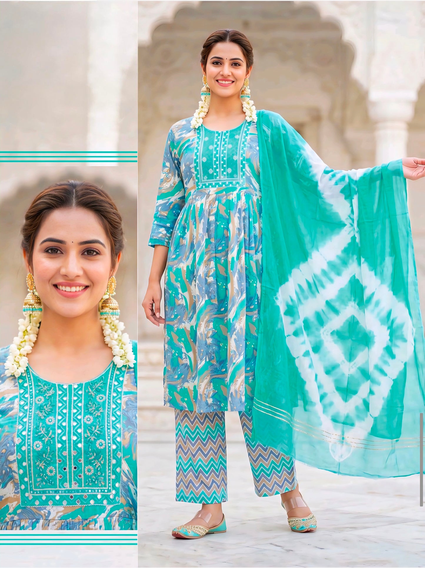 Sky blue Anarkali suit