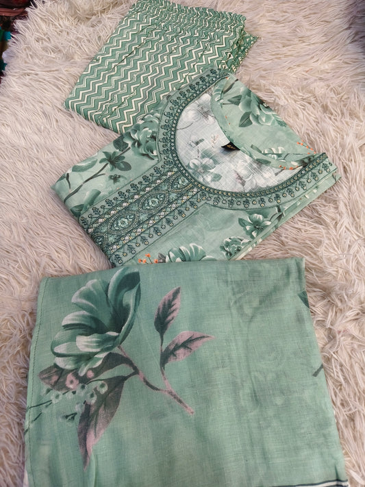 Pastel Green Eelgant Pure cotton side cut set