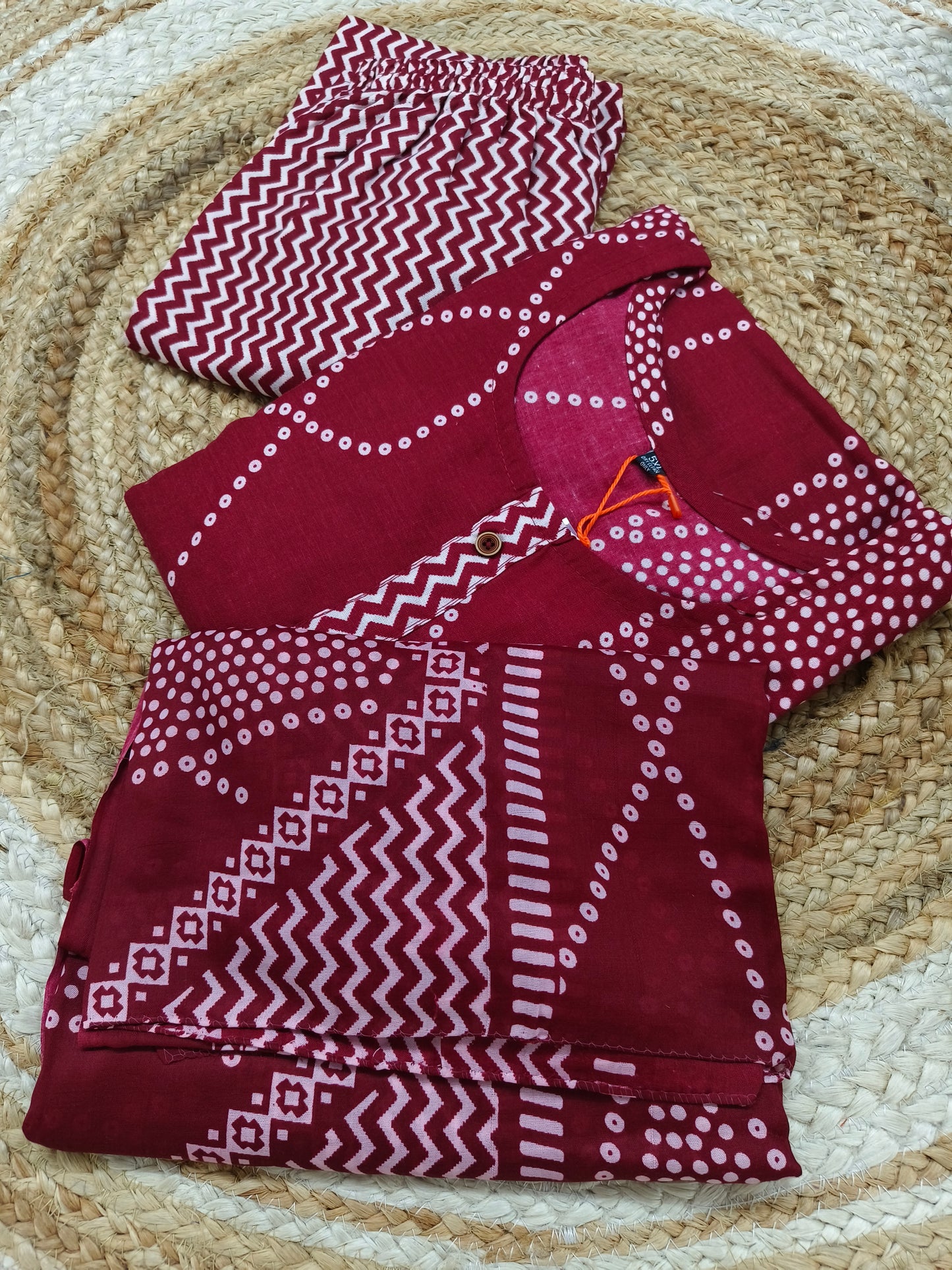 Maroon Cotton sets with duppatta