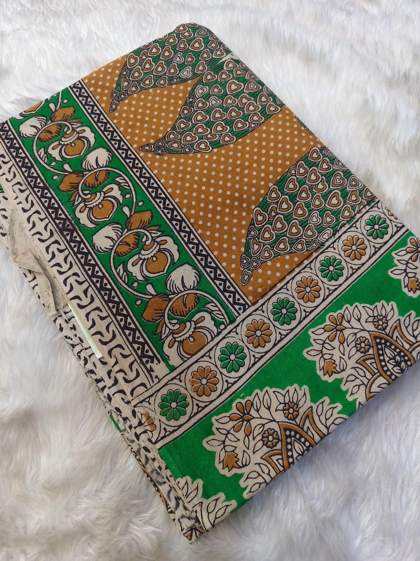 Green pure cotton Kalamkari saree
