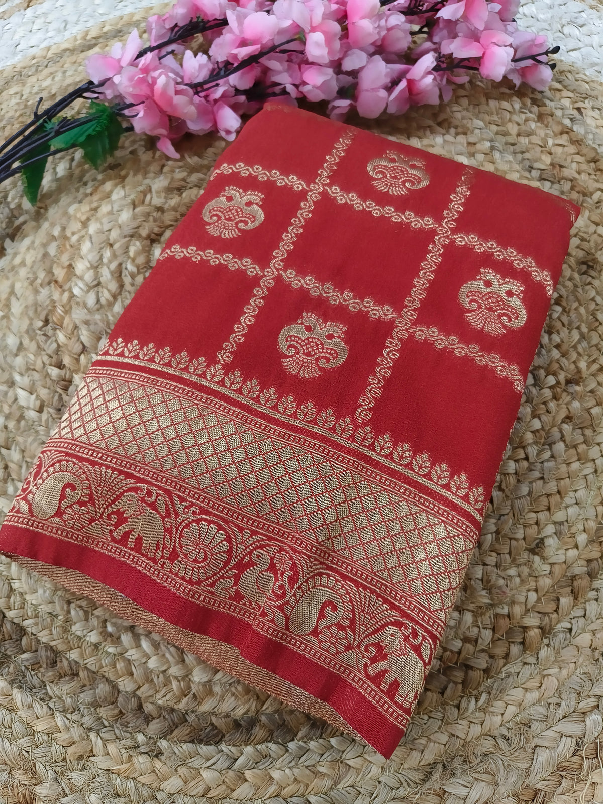 Rustic Orange Georgette silk saree