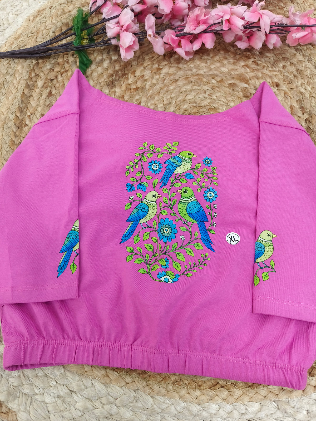 Rose Pink Stretchable blouse with unique printed design