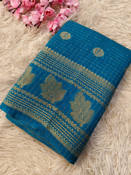 Sky Blue semi Mysore silk saree