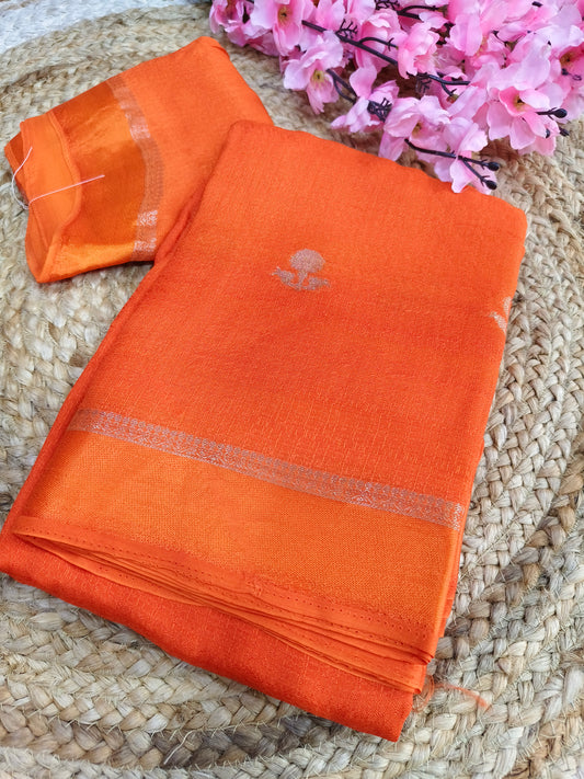 Orange Viscose silk saree