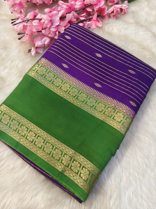 Purple With Green Assam silk saree