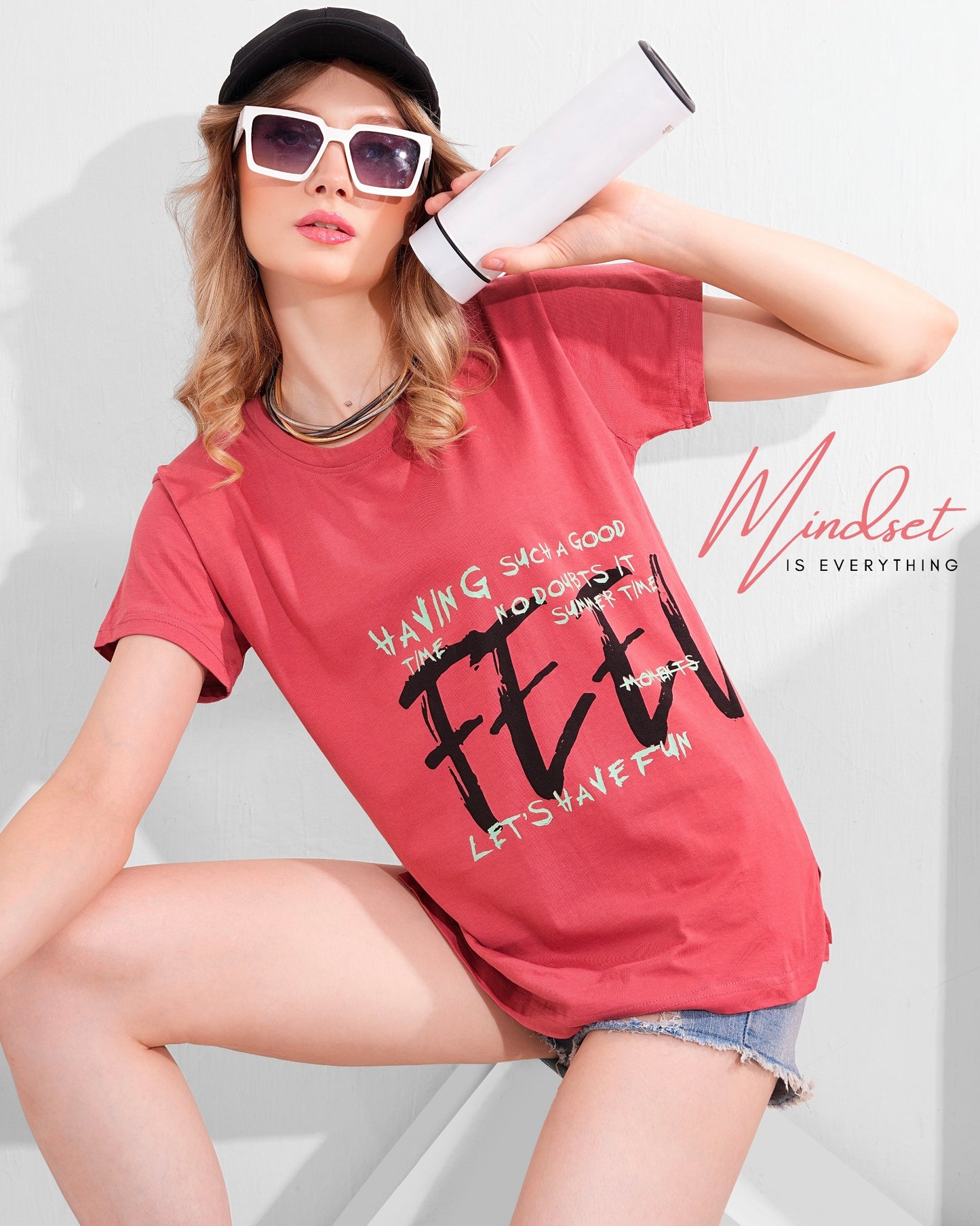 Peach cotton T-shirt