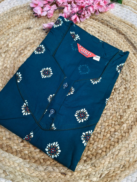 Peacock Blue Pure cotton Nighty