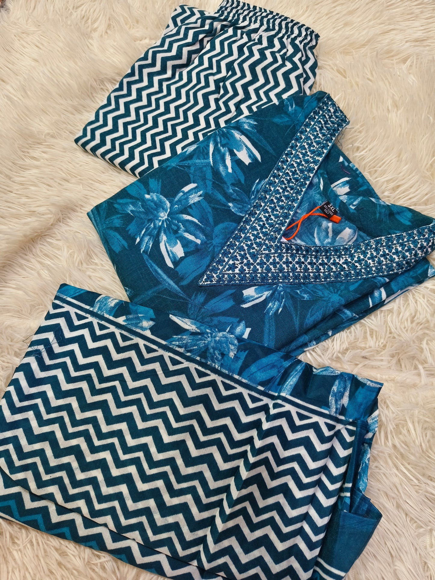 Blue Cotton sets with duppata
