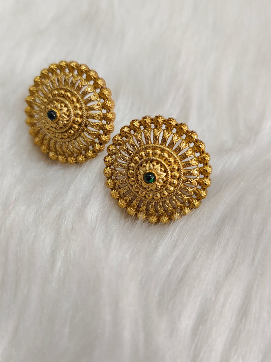 Elegant Green stone gold plated stud