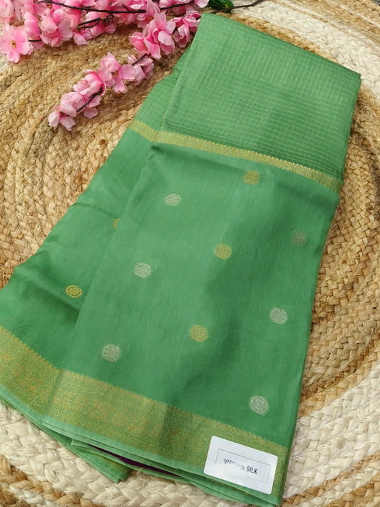 Pastel pista green viscous silk saree