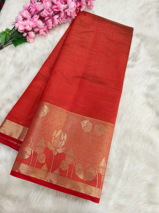 Rustic orange Tussar silk saree