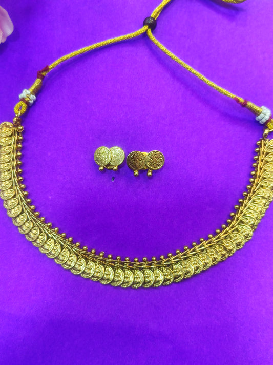 Lakshmi coin design Gold plated Necklace