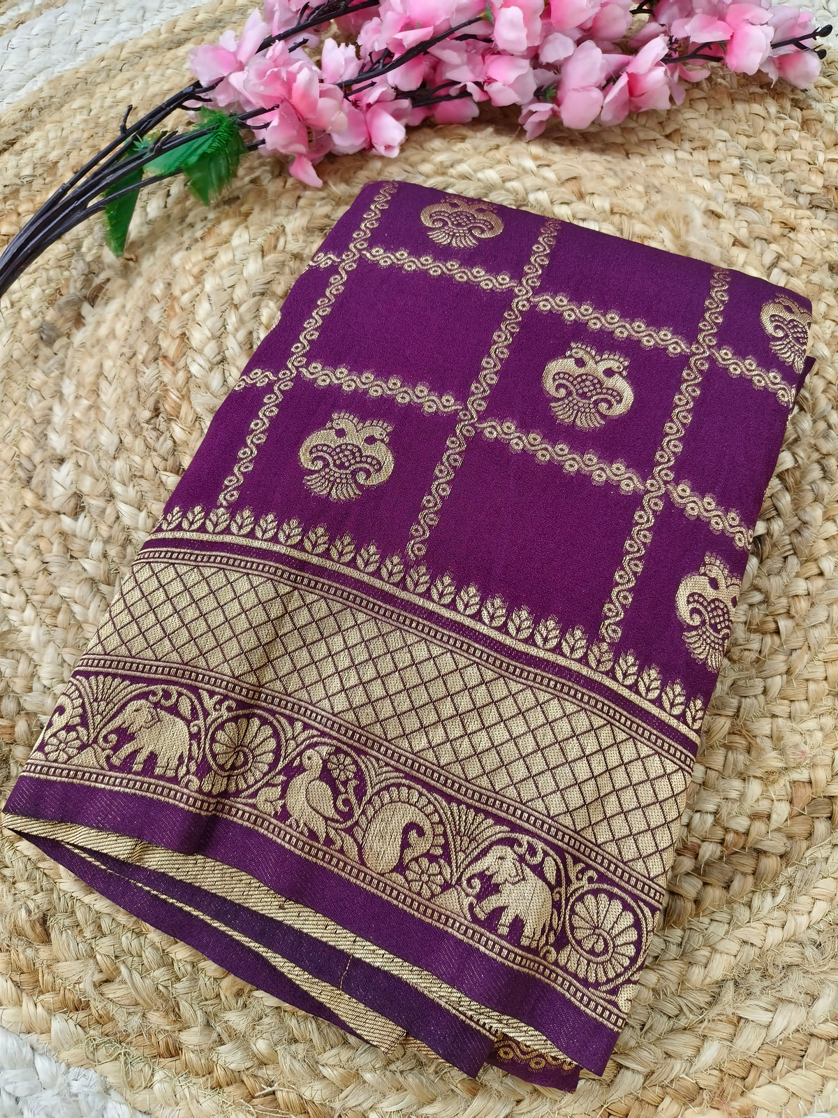 Dark Wine Georgette silk saree