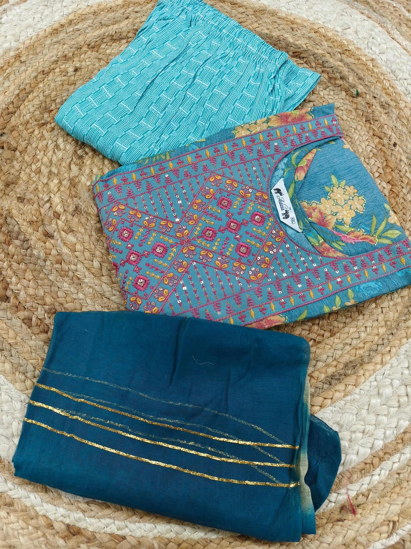 Teal Blue Anarkali suit