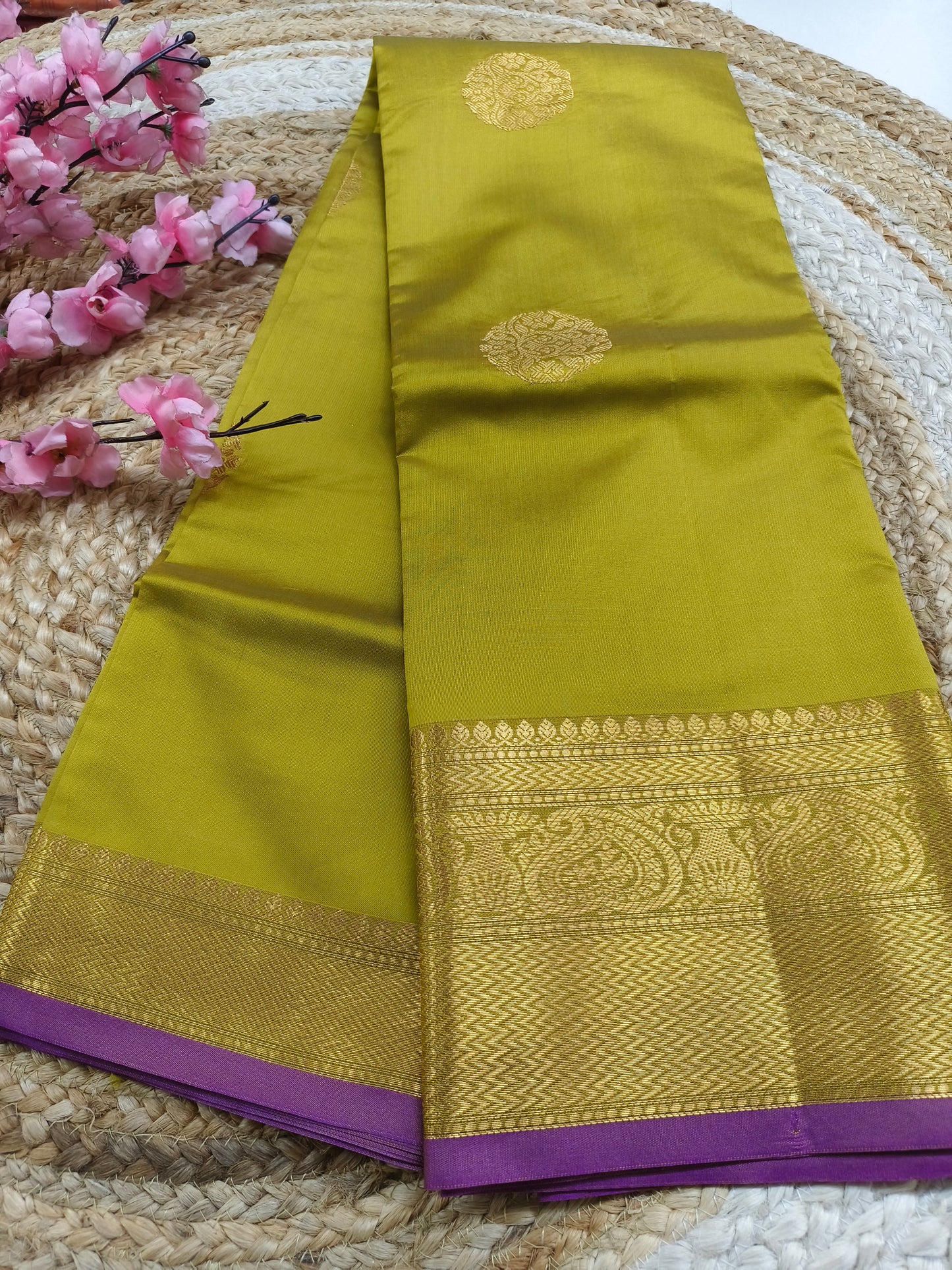 Mehandi green Semi kanchi silk saree