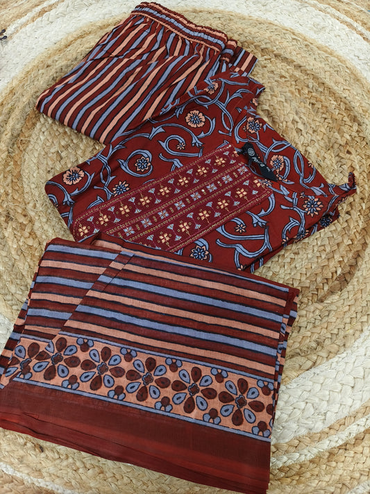 Maroon Pure cotton Anarkali suit