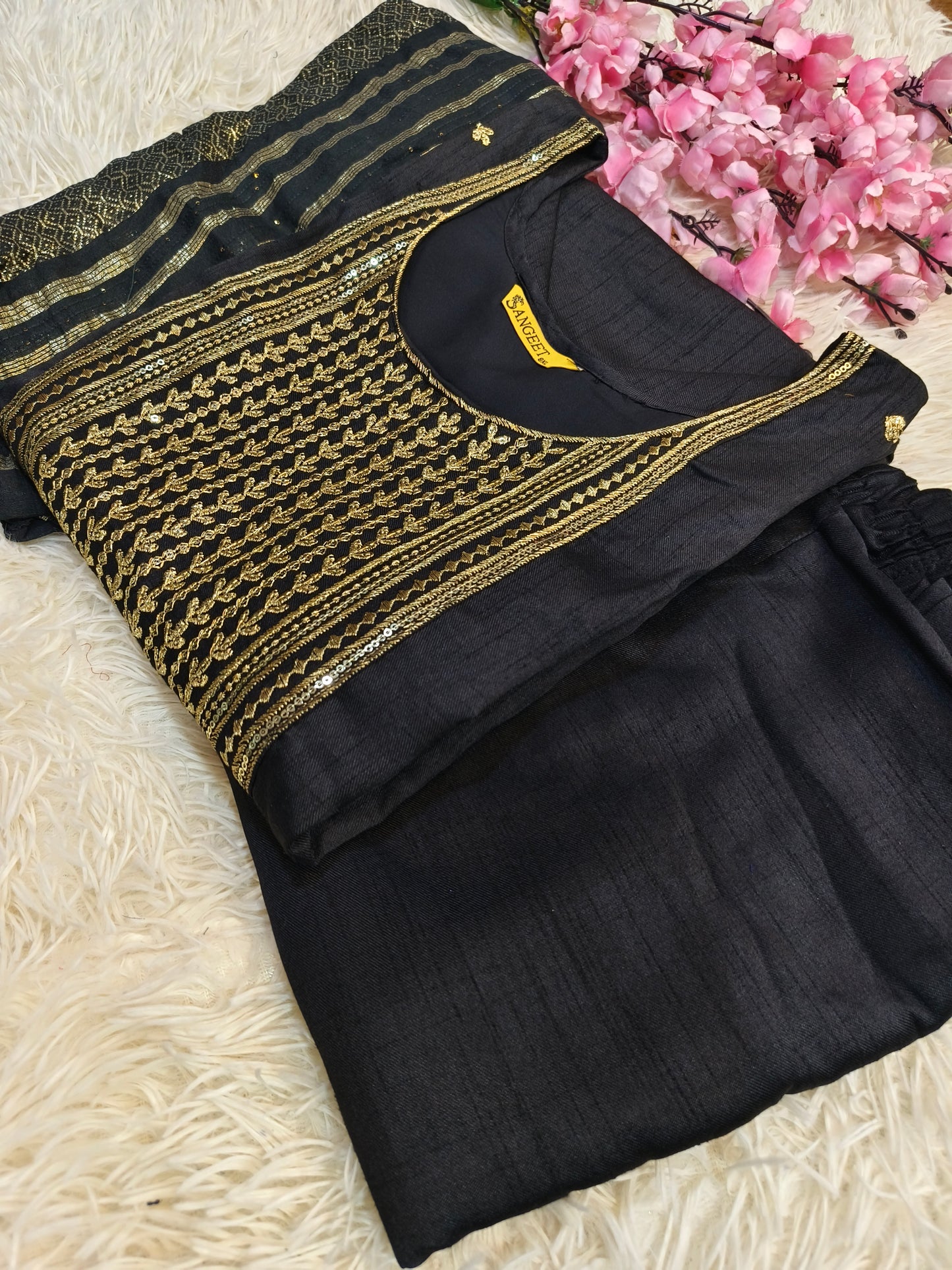 Black designer straight cut Suit
