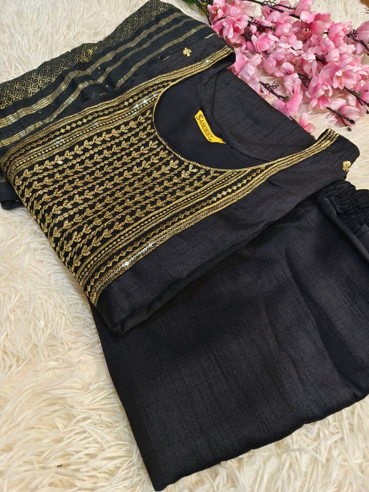 Black designer straight cut Suit