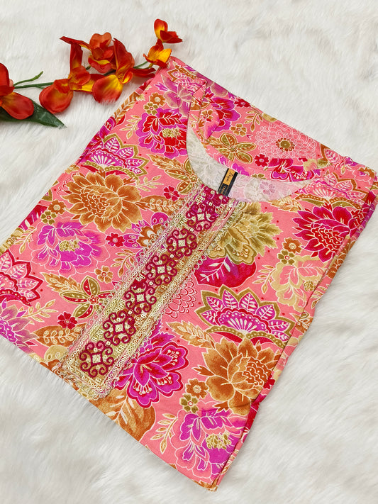 Pink Designer Rayon Kurti