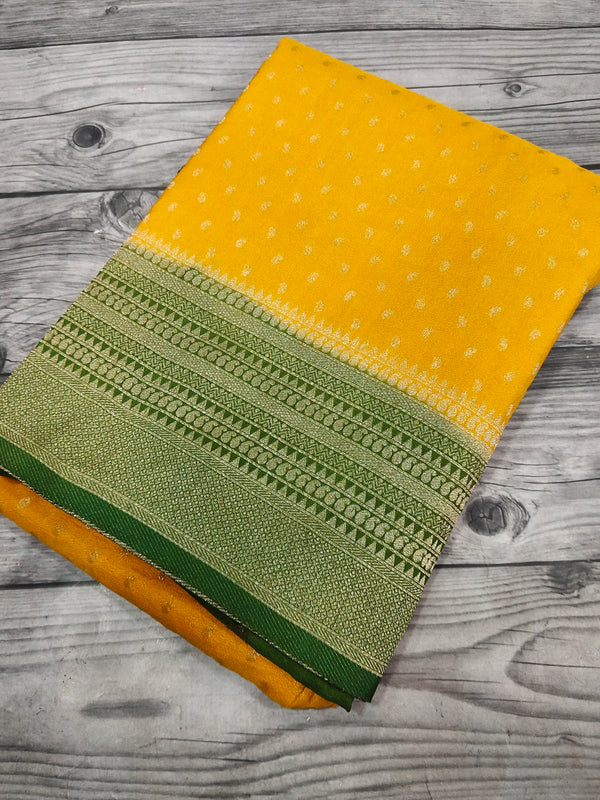 Mango Yellow khaddi Georgette saree