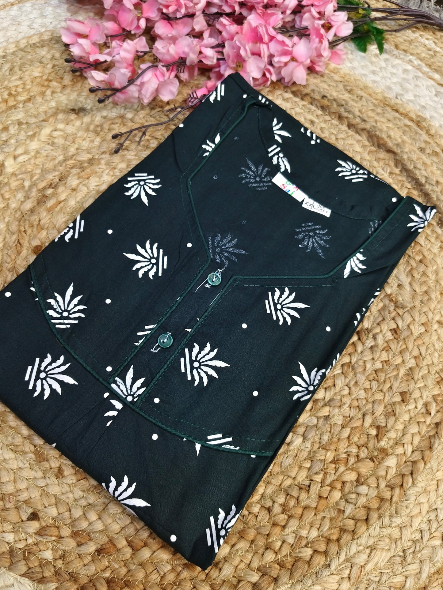 Bottle Green Pure cotton Nighty