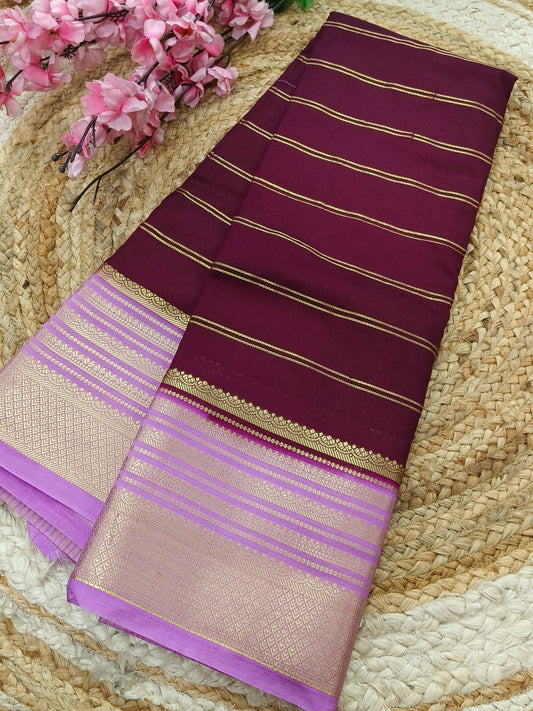 Wine with Rose pink  Semi Mysore silk