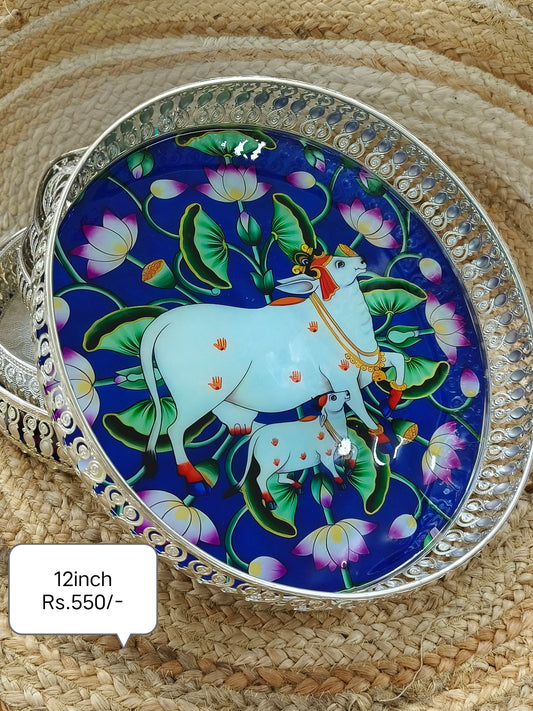 Decorative printed metal tray 12inches
