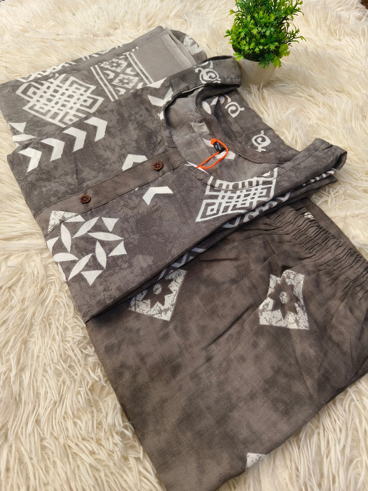 Gray Cotton sets with duppata