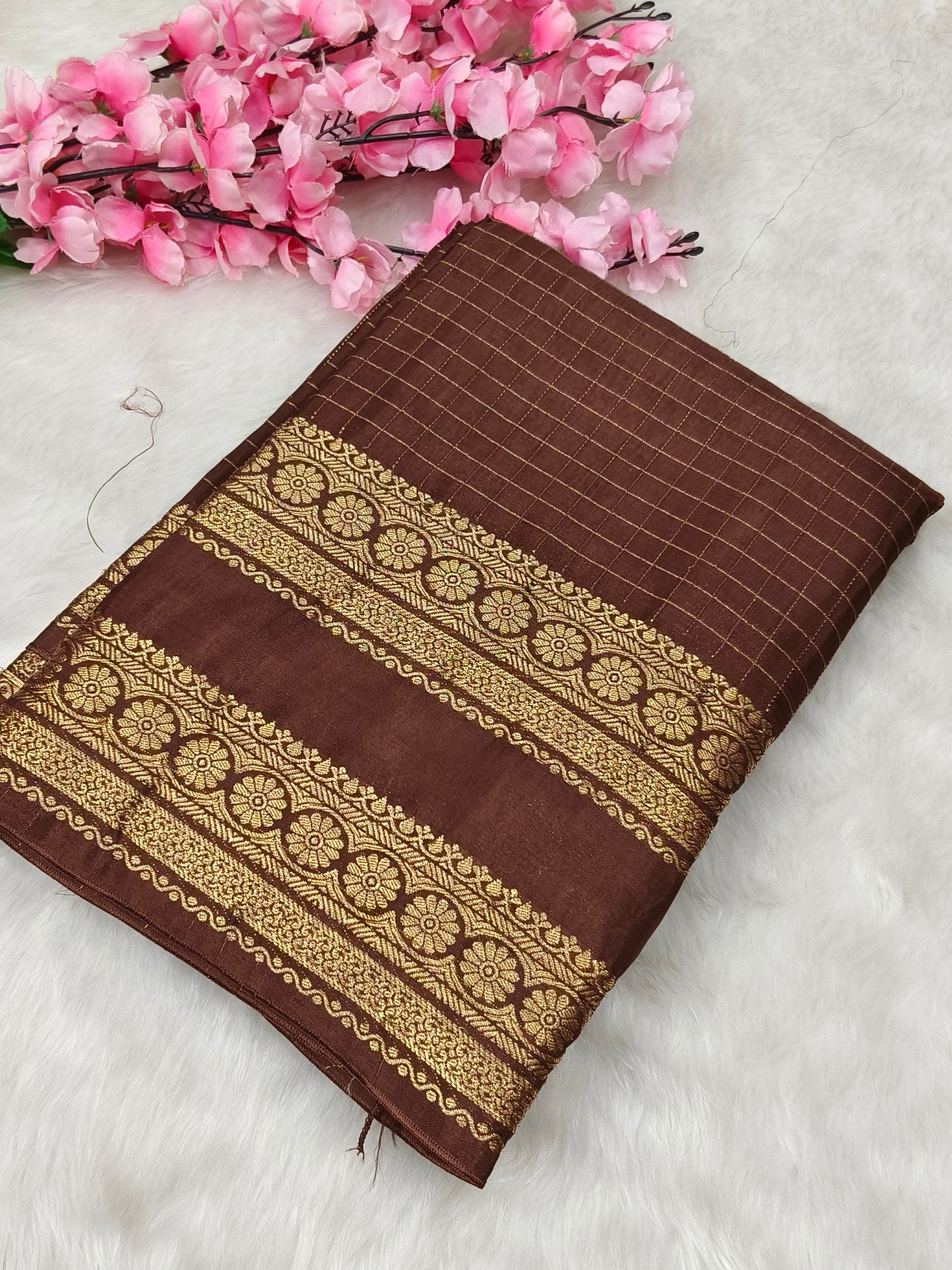 Brown Munga silk saree