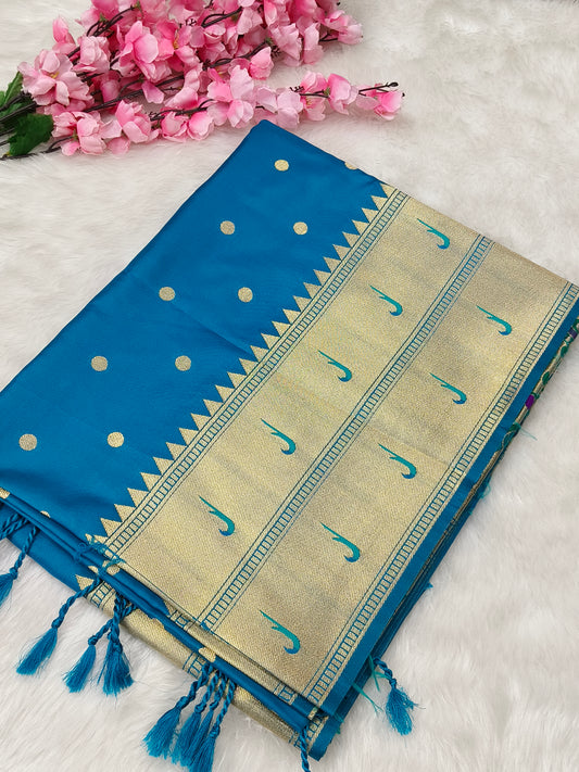Sky Blue Paithani silk saree
