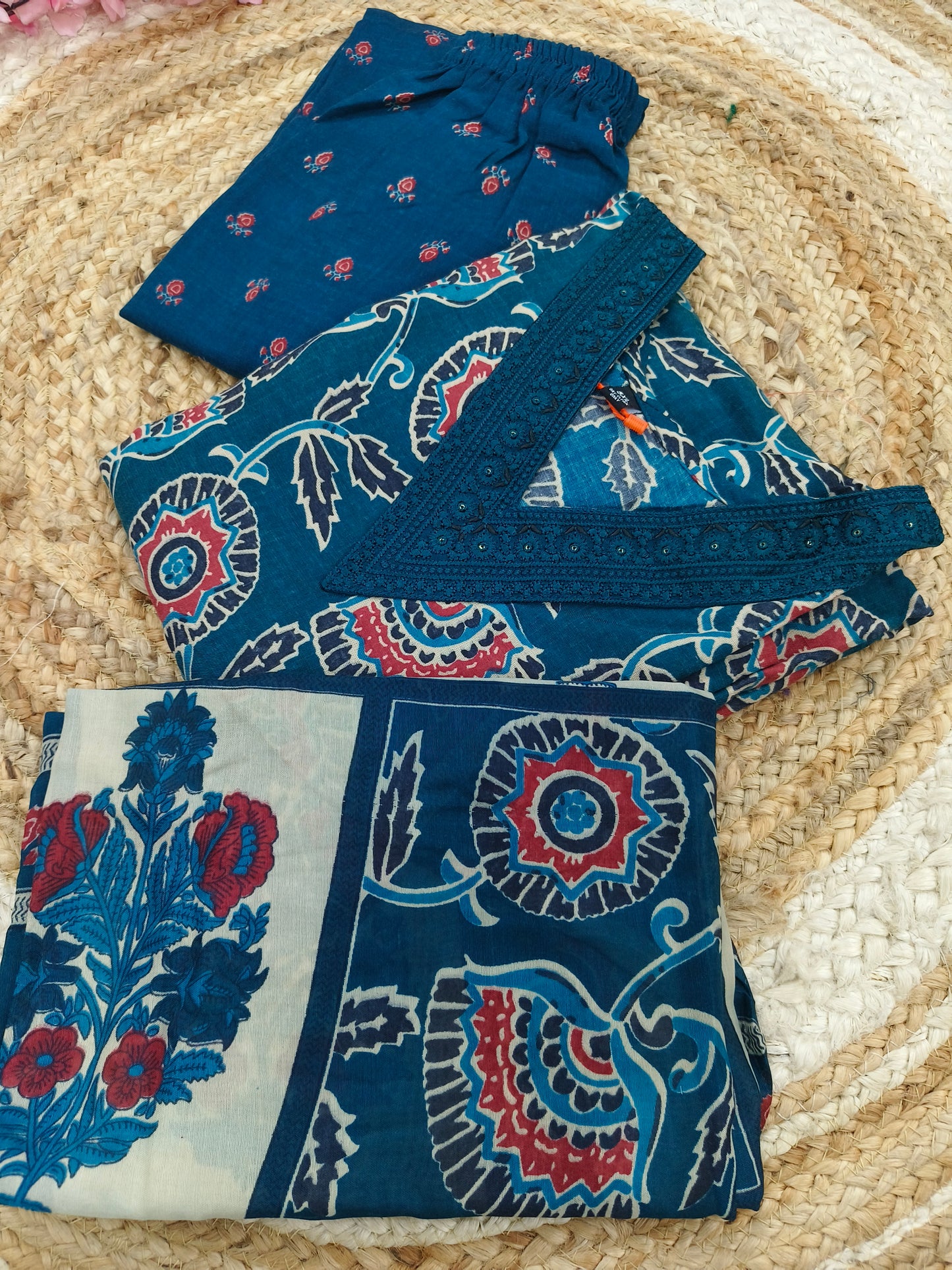 Blue Cotton sets with duppatta