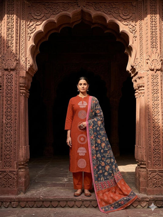 Rustic Orange pure cotton suits