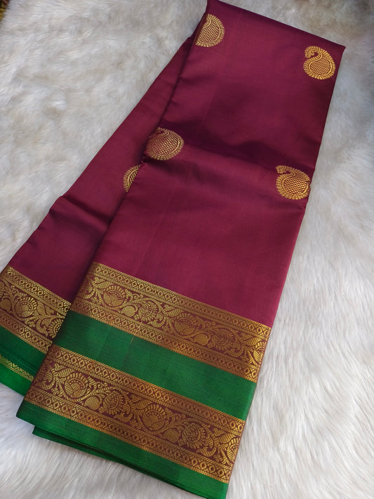 Marron Semi kanchi silk saree