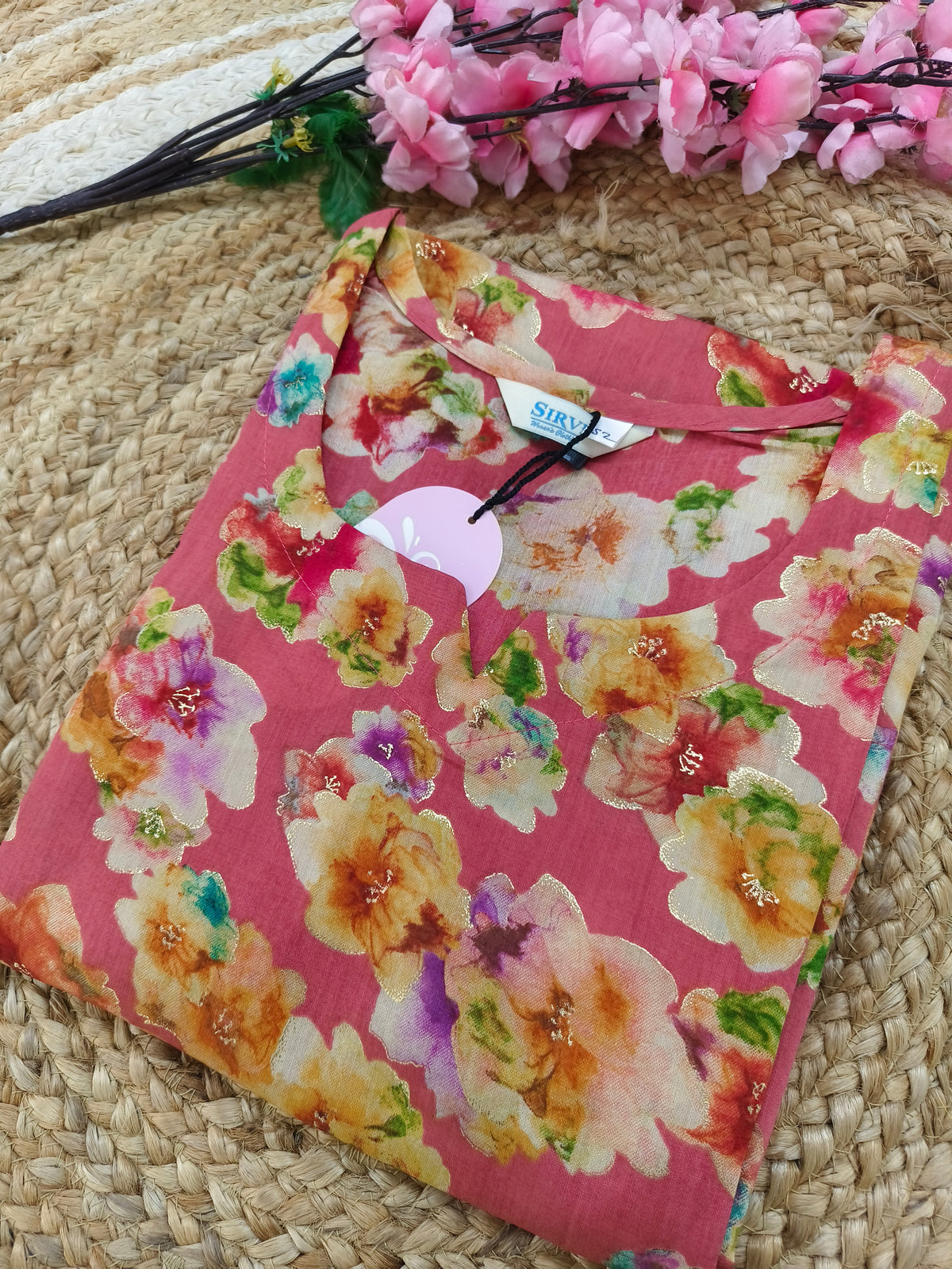 Peach Rayon straight kurta