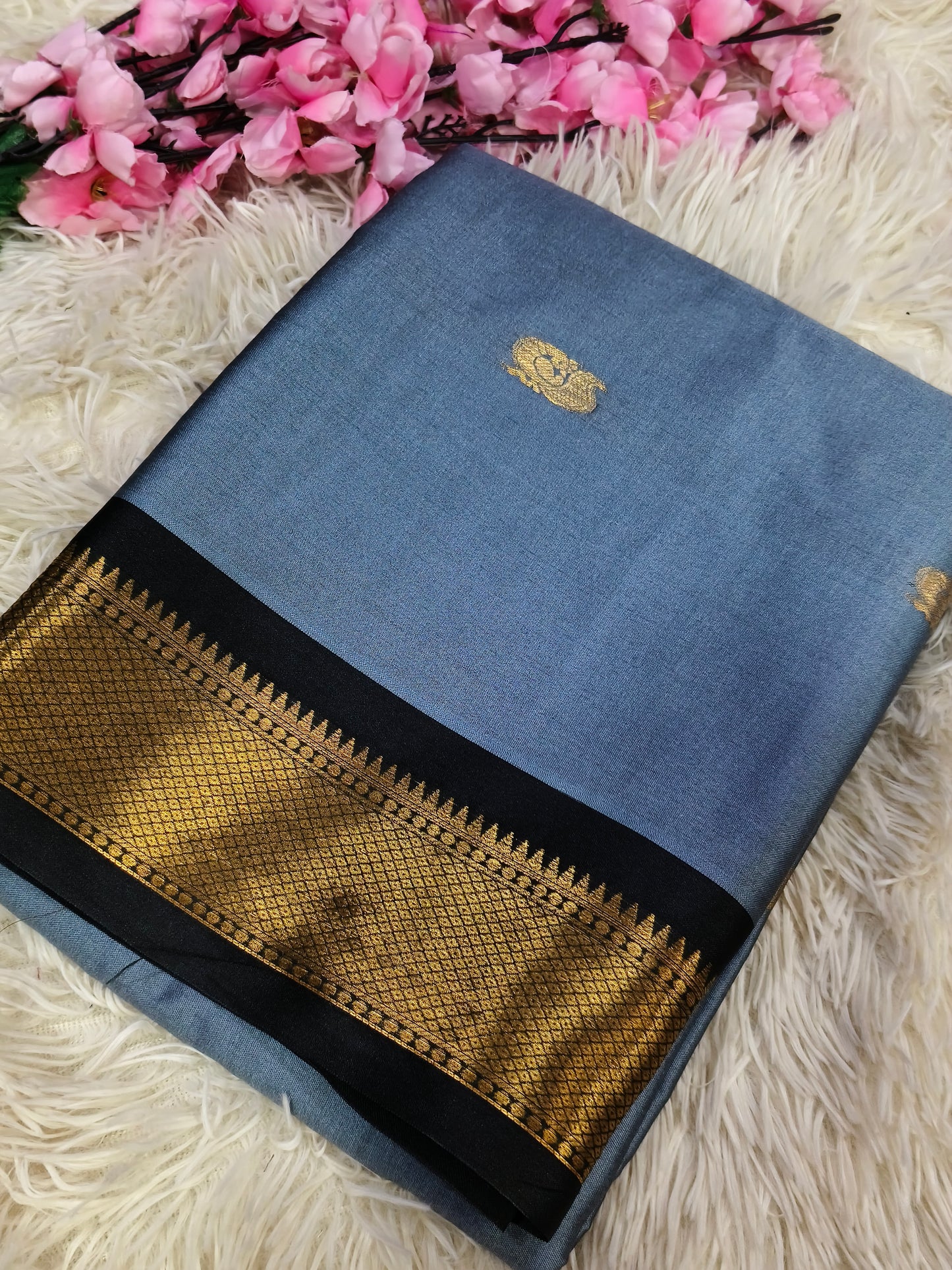 Grey Gadwal silk Saree