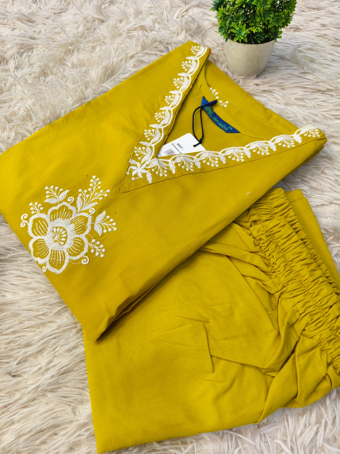 Yellow pure cotton two piece sets