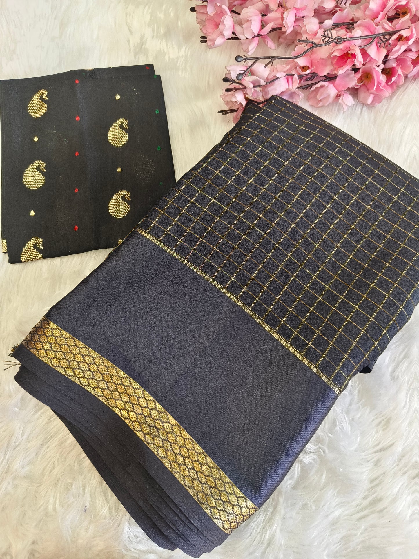 Black Soft viscose silk saree