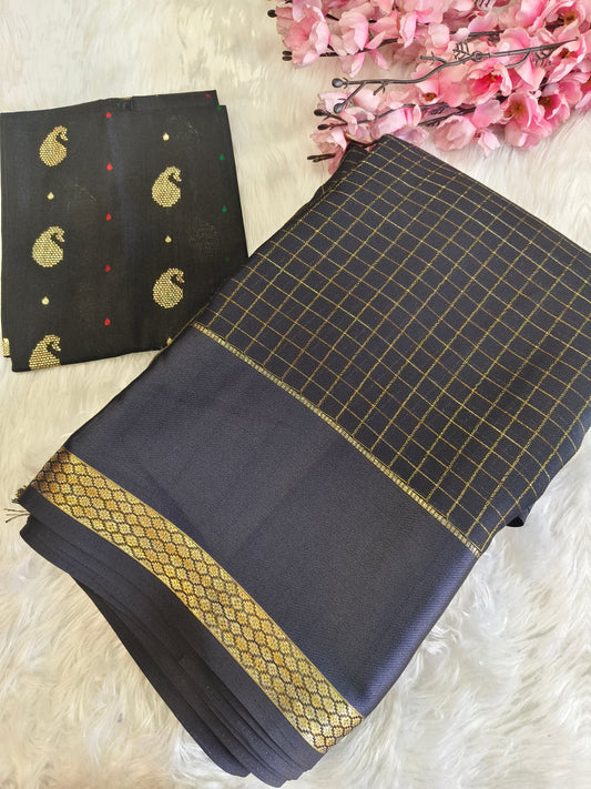 Black Soft viscose silk saree