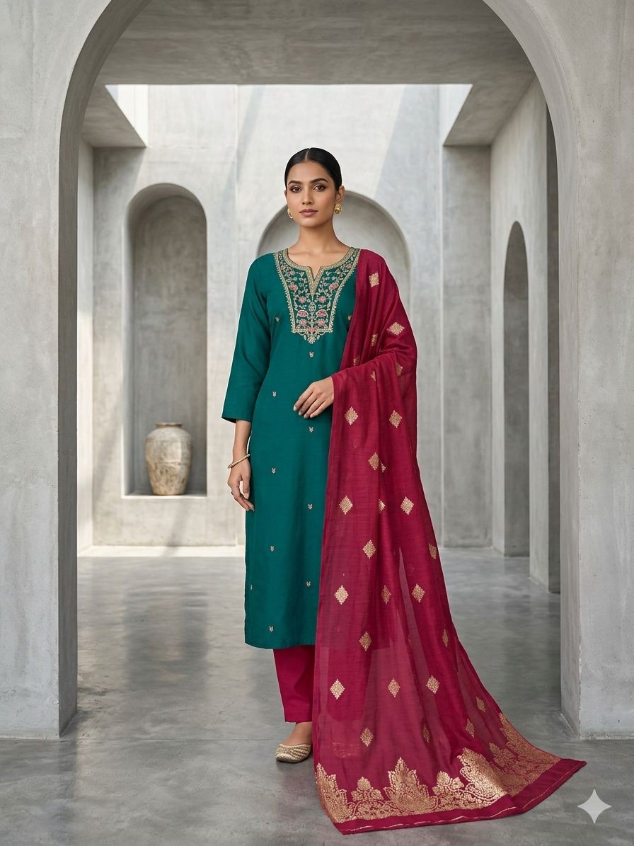 Rama Blue with Pink designer suit