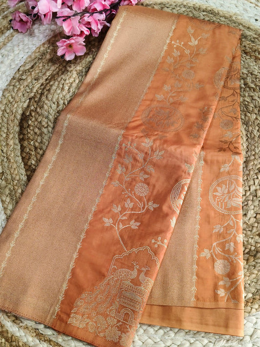 Light Orange Viscose silk saree