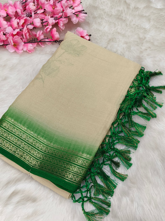 Green Chinon silk georgette saree