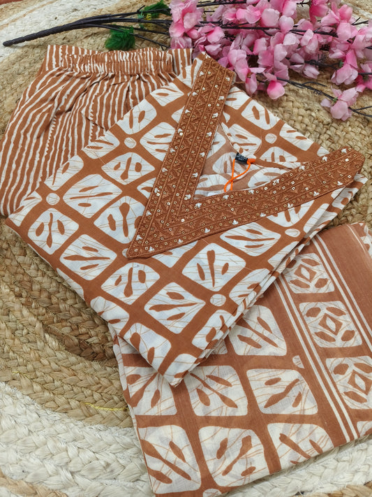 Orange  Cotton sets with duppatta