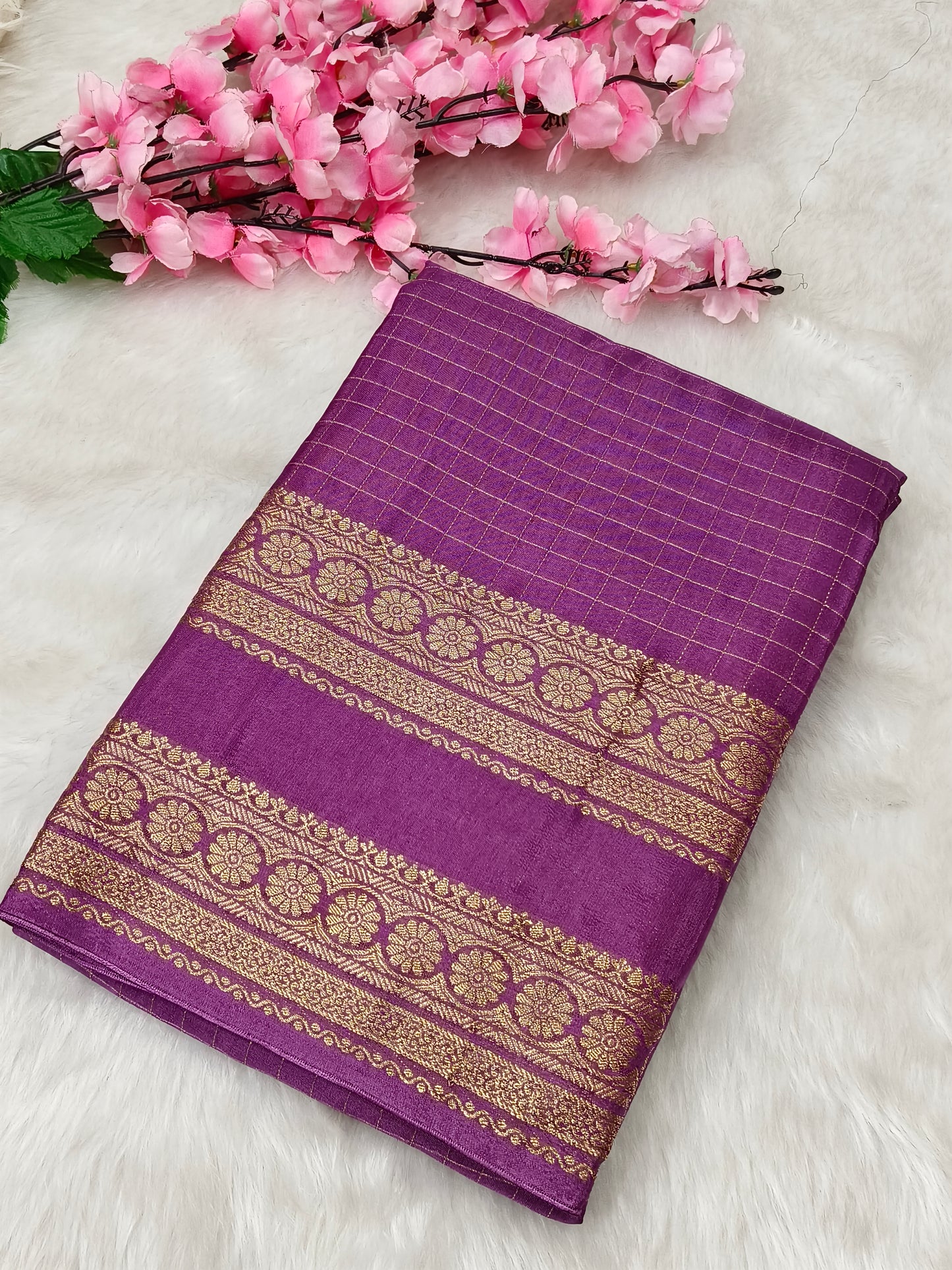 Rose pink Munga silk saree