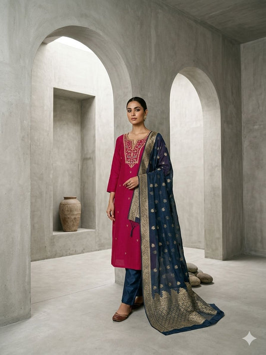 Pink with Blue designer suit