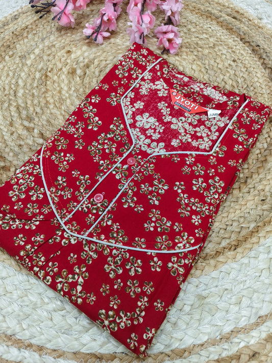 Maroon pure cotton Nighty