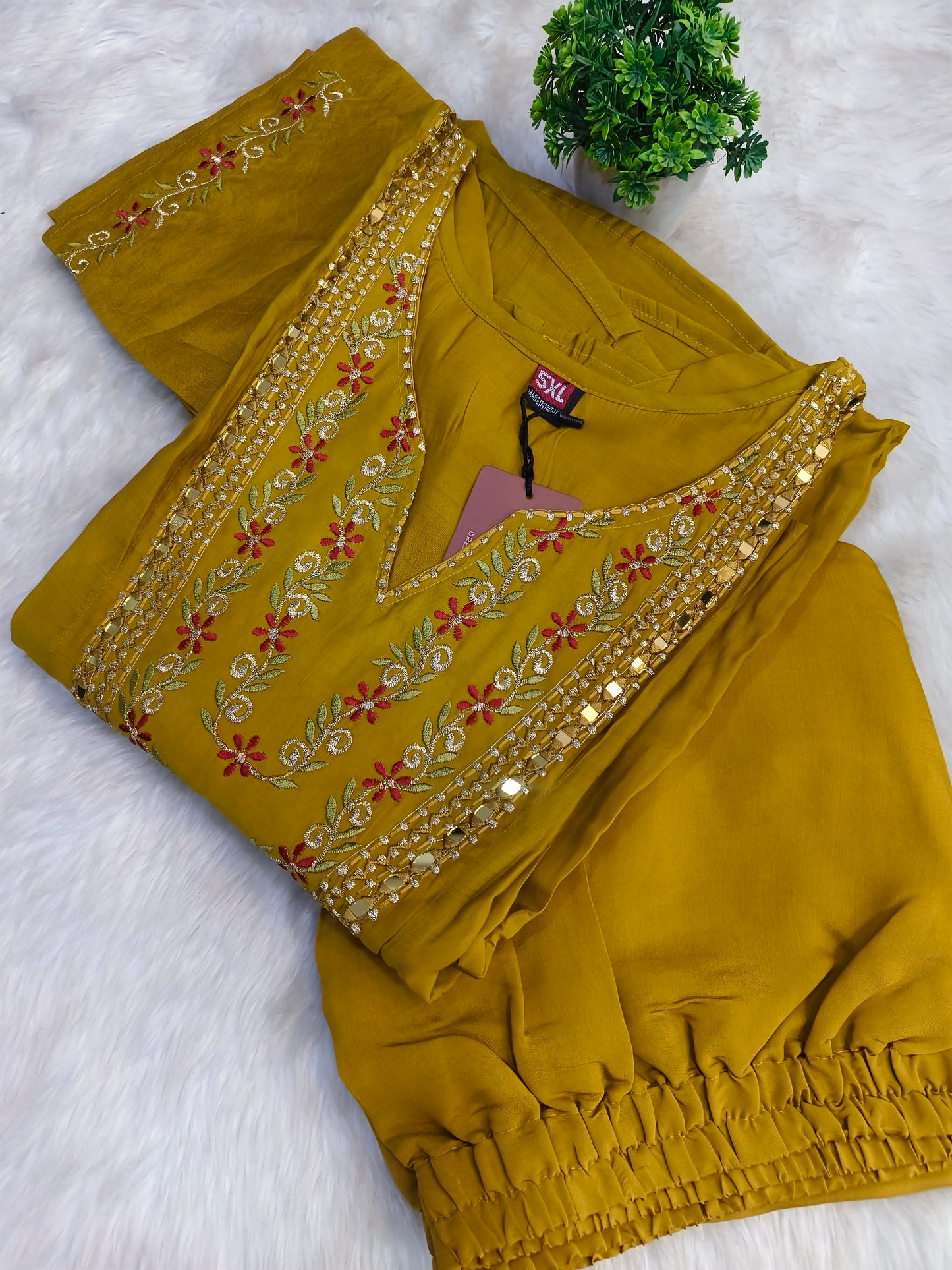 Mustard Yellow Elegant Aline designer suits