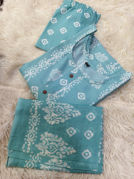 Light blue Cotton sets with duppata