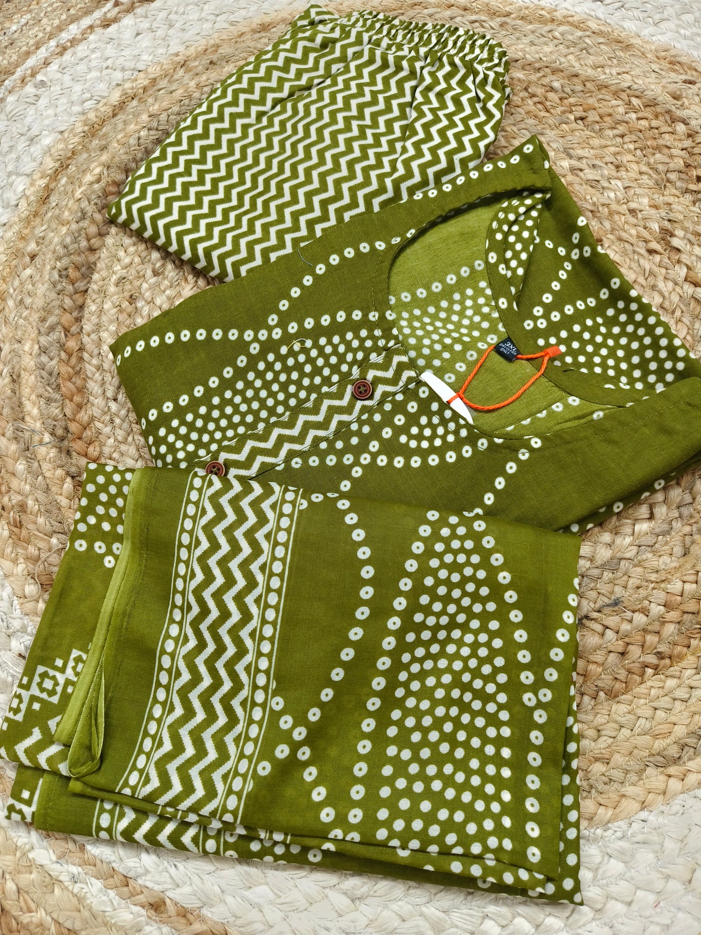 Green Cotton sets with duppatta