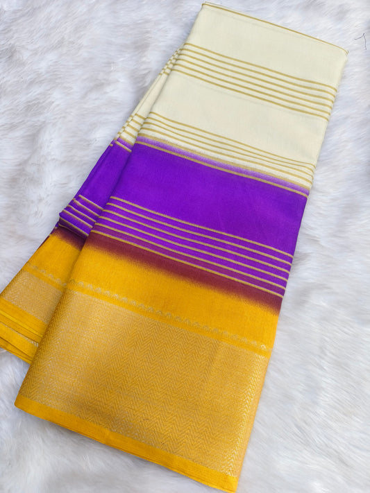 Cream Dola silk Saree