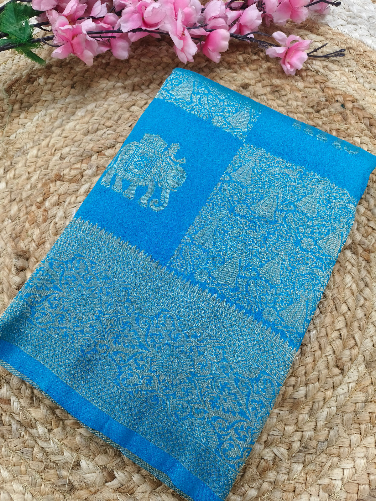 Sky blue Georgette silk saree
